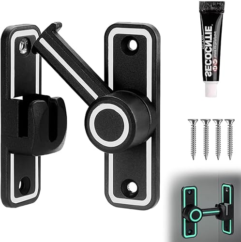 Serratura per Porta Scorrevole Illuminata, 90/180° Chiusura Porta Scorrevole, Bullone di Blocco Fibbia a Antifurto, Chiavistello Porta Blindata per Porte di Stanze, Bagni, Porte Scorrevoli - Honorern