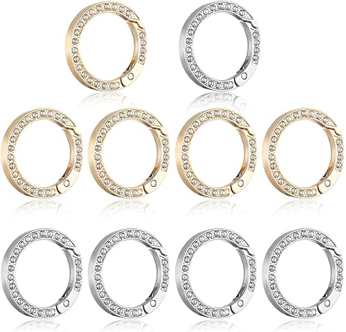 10 Pezzi Moschettoni per borse, strass rotondi in metallo, ganci per borse, moschettone per borse, anelli per borse uncinetto - Honorern
