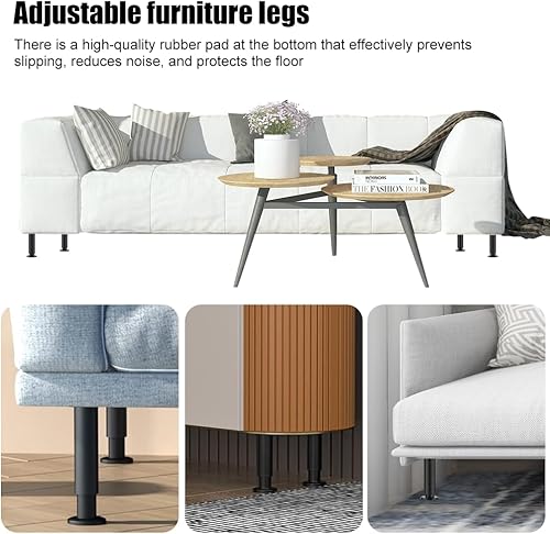 Piedini per mobili regolabili in altezza con base,in acciaio laminato a freddo,18-30cm Piedini Regolabili per Mobili,Gambe in Metallo,per in acciaio per divano,armadio（2 pcs） - Honorern