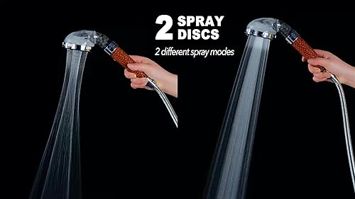 Olliwon Soffione Doccia Anticalcare ad Alta Pressione con Tubo da 1,5 M, Doccetta A Risparmio Idrico Per il Bagno, Sistema di Filtraggio a Tre Livelli con 3 Confezioni di Sfere Minerali Sostituibili - Honorern
