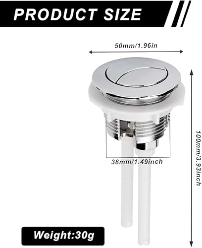 Pulsante per Serbatoio Dell'acqua Dual Pulsante Rotondo ABS Scatto a Filo Pulsante Pulsante Bottoni per WC da 38MM alta pressione accessori con Maggior Parte Sistemi di WC Doppio Sciacquone(argento 1) - Honorern