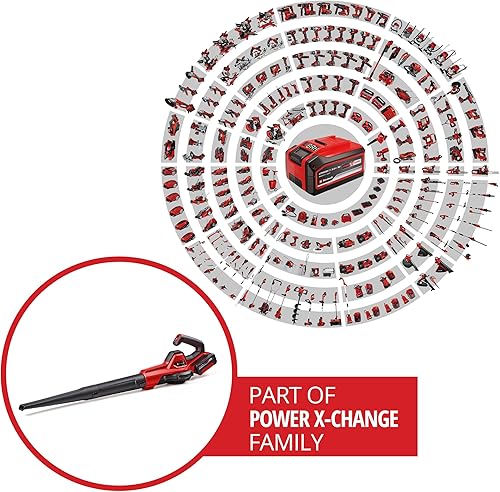 Einhell Soffiatore universale a batteria GE-UB 18/250 Li E (1x4.0 Ah) Power X-Change (18 V, velocità aria 250 km/h, tubo a 3 pezzi e controllo della velocità con display LED, senza batteria) - Honorern