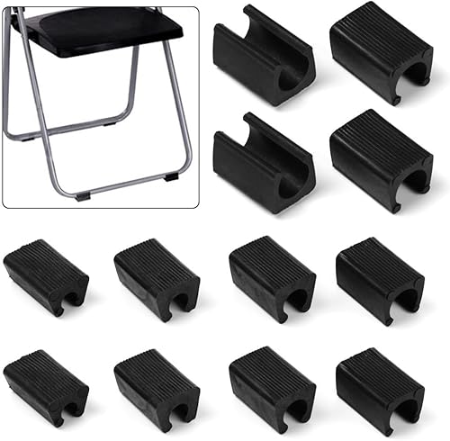 24 piedini per sedia in plastica, a forma di U, diametro 12 mm, nero, per sedie tubolari in acciaio… - Honorern