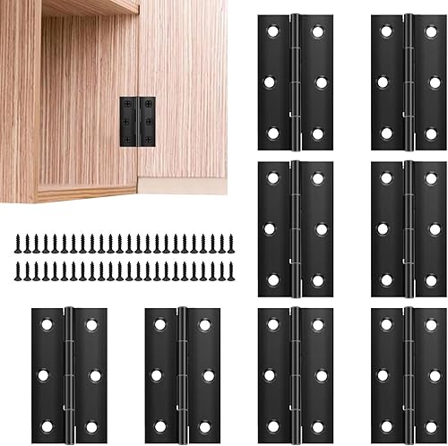 Confezione da 8 cerniere pieghevoli, 67 mm x 37 mm in acciaio inox, cerniere per pianoforte, grandi cerniere per carichi pesanti con viti, cerniere per porta in legno per porte esterne - Honorern