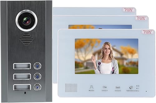 Kit videocitofono, videocitofono multifunzione con luminosità regolabile resistente alle intemperie Smart per casa per villa per ufficio(3 famiglie (SY828NMJAENO3)) - Honorern