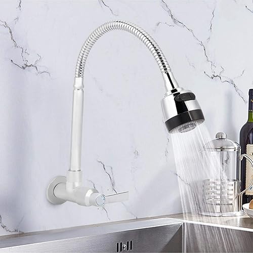 Rubinetto lavello cucina, G1/2inch Cucina per uso domestico Rubinetto, montaggio a parete girevole a 360 ° con acqua fredda per uso domestico, Acciaio Inox Rubinetto per Lavello con maniglia singola - Honorern