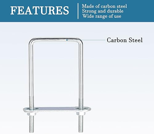 M6x50x150mm Quadrato U Bullone x 1 Set Carbonio Acciaio U Bullone per Asse e Rimorchio Foglia e Tubo, [Argento Tono] - Honorern