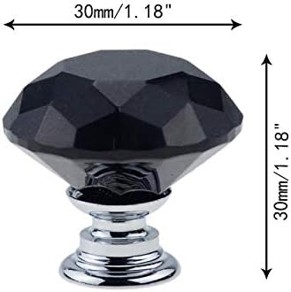 6 pezzi 30mm Pomelli per Mobili, Pomelli in Vetro Cristallo Nero e Lega di Zinco, Pomelli per Cassetti Armadio Cassettiera Pomelli Cucina - Honorern