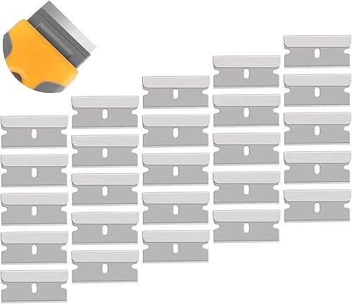 25 pezzi 40 mm x 20 mm raschietto in vetroceramica, lame di ricambio, raschietto, lama in acciaio inox per raschietti in vetroceramica, raschietto per fornelli (argento) - Honorern
