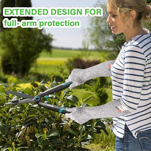 guanti antitaglio giardino, Guanti da Lavoro Antitaglio Livello 5 Guanti Anti Taglio Guanti da Giardinaggio Guanti Protettivi Lunghi Proteggono le Mani Giardinaggio All'Aperto Donna/Uomo Guanti - Honorern