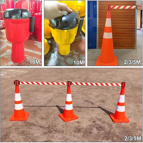 Nastro di protezione per cono stradale retrattile da 2/3/5/10 m - Protezione retrattile per cono per bloccare aree pedonali, con rimbalzo automatico(A,3M/9.8FT) - Honorern