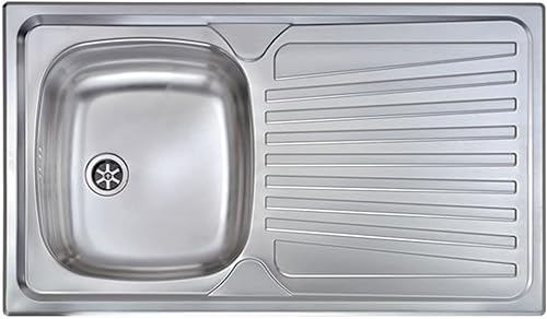 Lavello Cucina 1 Vasca Sinistra con Gocciolatoio Destro cm. 86 X 50 Acciaio Inox - Honorern