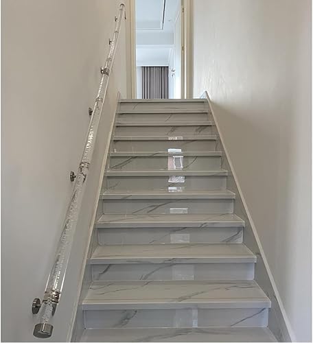 Corrimano Scale Chiaro corrimano acrilico per le scale - 3ft/4ft/5ft/6ft/10ft/12ft/14ft/20ft, Corrimano di cristallo trasparente per interni e per esterni per gradini esterni, con staffe d'argento per - Honorern