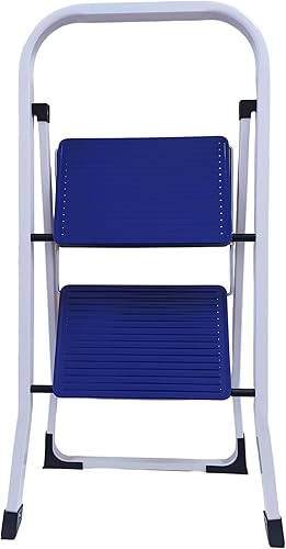 NG NICCOLAI SGABELLO-SCALA USO DOMESTICO 2 O 3 GRADINI BLU IN ACCIAIO PORTATA MAX 150 KG (2 GRADINI) - Honorern