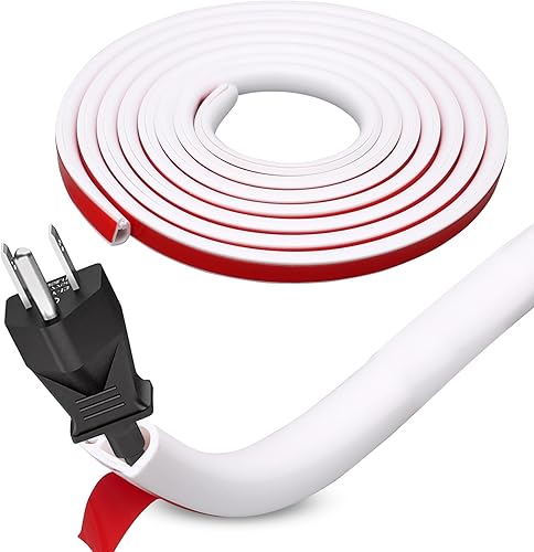 Piccolo canale flessibile per cavi, autoadesivo, per pavimento in PVC, protezione per cavi da pavimento, con forbici, facile da tagliare, montaggio per tutti i cavi di alimentazione a casa, ufficio, - Honorern