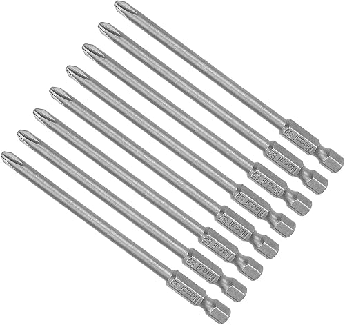 Croce Croce Avvitatore Punte, PH2 100mm Lungo 1/4' Esagonale Gambo, S2 magnetici Croce Trapano Punta Potenza Impatto Guida), 8-Pezzi - Honorern