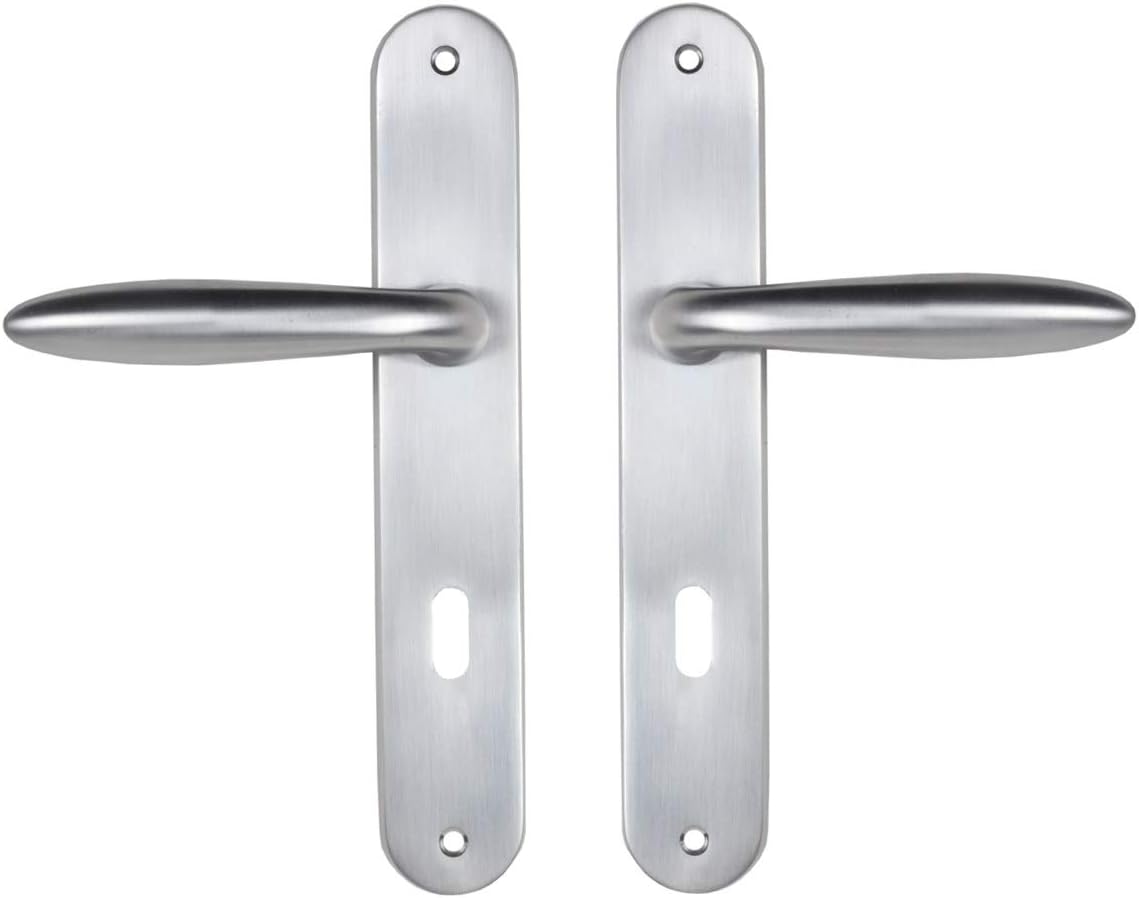 984050 - Set di maniglie zamak su piastra per camera, porta interna, colore: Argento - Honorern