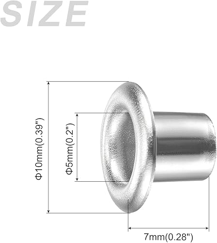 Occhielli con Rondelle (10 x 5 x 7mm) 200pz, Lega Occhiello Kit Cromato Placcato - per Pelle Tela Abbigliamento Fai da te Artigianato Creazione, Argentato - Honorern