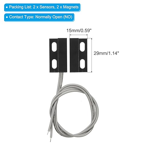 Commutatore Reed magnetici 2 Pacco NA Cablato Superficie Montato magnetici Contatto Interruttore per Porta Finestra Nero - Honorern