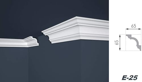 50 Metri Profili Polistirolo Listelli Indoor Stucco Decorazione Rigidi 65x65mm, E-25 - Honorern