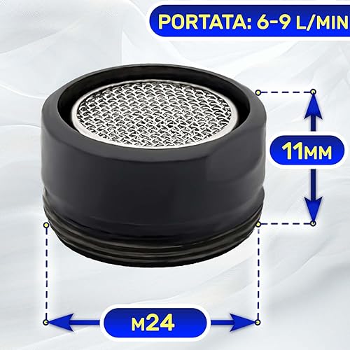 Rompigetto Rubinetto Cucina Raccordo Filettato M24 Realizzata in Ottone Verniciato di Nero - Garanzia di 10 Anni - MONTERAL - Honorern