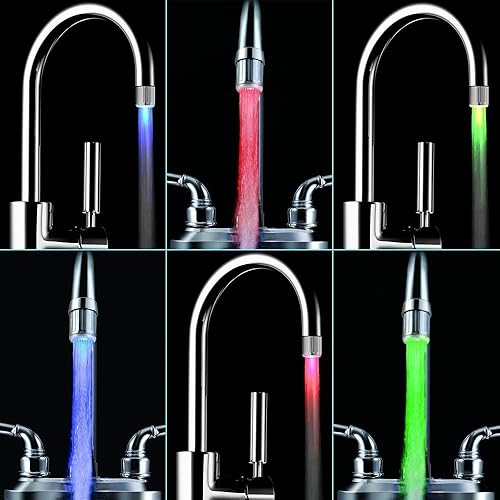 Sensore di temperatura a 3 colori gradiente LED Light Kitchen bagno rubinetto acqua soffione doccia bambini lavarsi le mani più LED Aeratore rubinetto di ricambio per cucina, lavello(4 PC) - Honorern