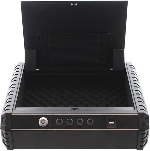 HomeDesign cassetta di sicurezza per pistole ed oggetti di valore HomeDesignWaffen HDW-GM XL, apertura tramite scansione impronta digitale o codice, apertura meccanica di emergenza, di colore nero. - Honorern