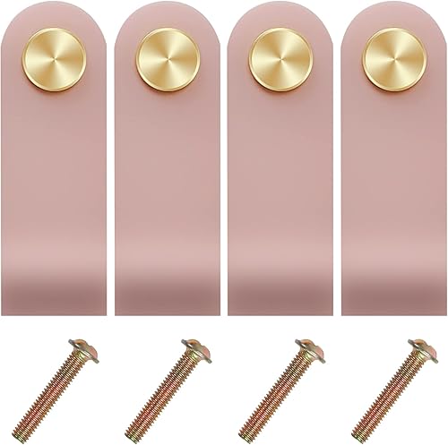 4 maniglie in pelle per mobili, maniglie per mobili in pelle, maniglie per cassettiera, pomelli per armadio, con viti, maniglie per mobili da cucina, guardaroba - Honorern
