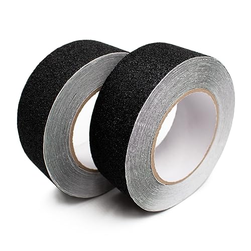 2 rotoli di strisce antiscivolo, 10 m x 50 mm, per scale, doccia, vasca da bagno, nastro adesivo antiscivolo, per interni ed esterni (bianco) - Honorern