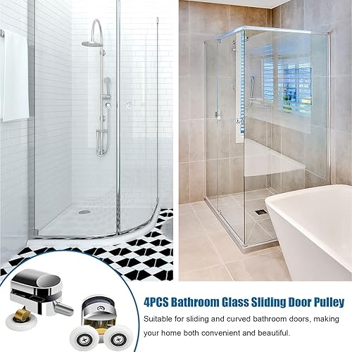 Rulli Per Porta Doccia Rotelle Per Box Doccia Da 25mm, Per Vetro 4-6 Mm Rotelle Doccia Scorrevole Ricambi Box Doccia Rotelle (2 Rulli Superiori e 2 Inferiori) - Honorern