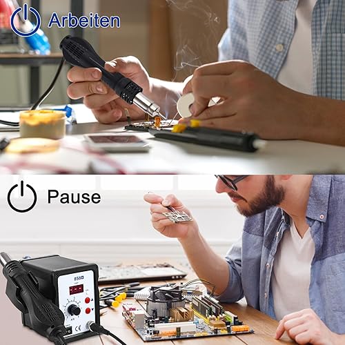 700W stazione saldante aria calda,Rework Station con Display LED 100-480°C,Stazione Saldante Aria Calda con 3 punte,2 rotoli di filo di saldatura,2 pinzette e un kit di strumenti. - Honorern