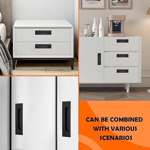 4 Pezz Maniglie Incasso, Acciaio Inossidabile Maniglia Porta Esterna, Moderno Incorporato Maniglia Porta Scorrevole Semplice moderno, Adatto per Ante Armadi, Ante Camere e Cassetti - Honorern