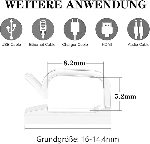 Supporto per cavi, 50 pezzi, autoadesivo, da parete, per cavi, fissaggio a parete (nero) - Honorern