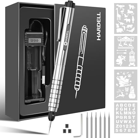 Penna per Incisione Elettrica, Mini Penna Incisore Multifunzionale per Artisti e Fai da Te, Incide 60+ Superfici, Strumento Portatile Senza Fili per Gioielli, Vetro, Legno, Metallo(nero) - Honorern