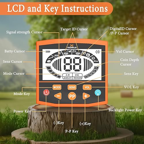 Metal detector, metal detector per adulti e bambini, profondità di rilevamento da 25,4 cm, bobina di ricerca impermeabile IP68 con chip DSP avanzato per rilevamento dell'oro, 5 modalità - Honorern
