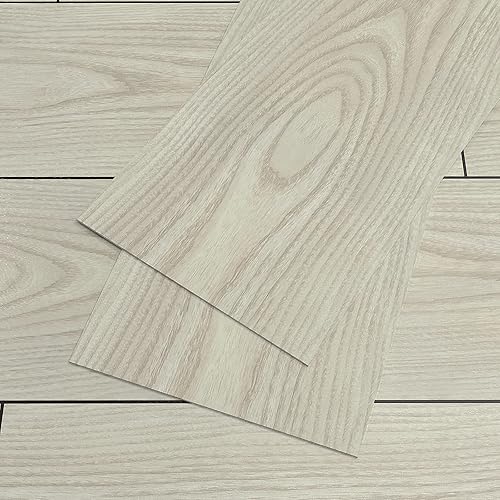 Pavimento PVC Adesivo Effetto Legno Grigia Bianco Mattonelle Adesive Cucina Piastrelle Adesive Bagno Pavimenti in PVC Rotoli Piastrelle Adesive Pavimento Impermeabile 90cm×15cm 12 Pezzi - Honorern