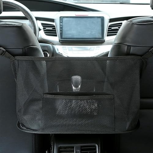 Portaborse per auto tra i sedili,Portaborse per auto tra i sedili - Organizer tascabile per rete auto - Organizer per auto tra i sedili anteriori, portaborse per auto, borsa con tasca in rete - Honorern