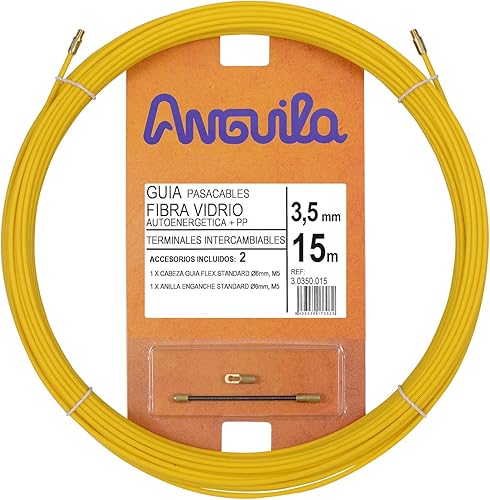 Guida Passacavi | Fibra di Vetro Rinforzata + Propilene | Terminali Intercambiabili | Colore Giallo | Diametro 3,5 mm | 15 metri - Honorern