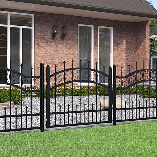 Recinzione Cancello, Recinzione Modulare, Cancelli in Ferro, Recinzione Giardino Esterno, con Punta a Lancia in Acciaio Nera 103x200cm - Honorern