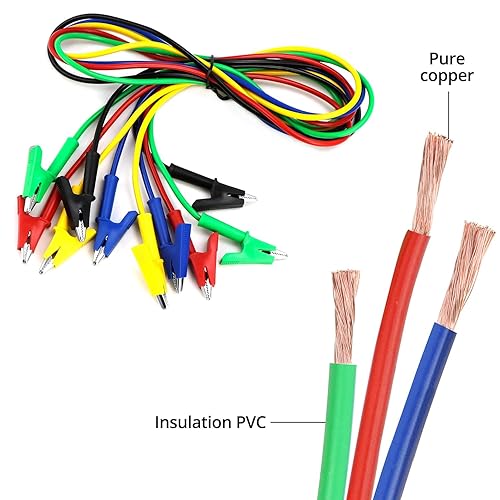 5pcs cavi test elettrici a coccodrillo, puntali per multimetro, 1 m, 1000 v 15 a per circuiti e test diagnostici, 5 colori - Honorern