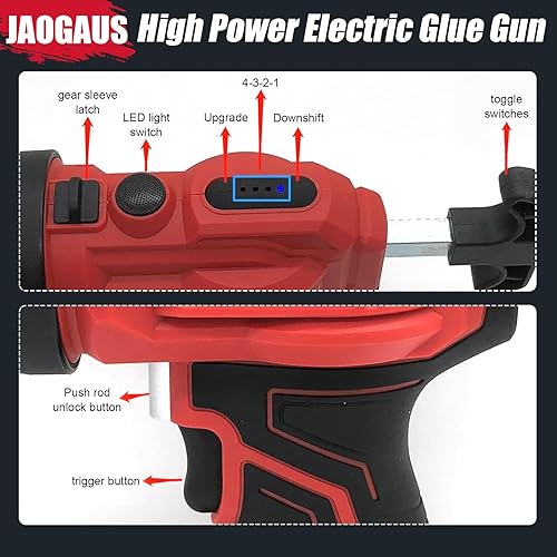 Pistola Silicone a Batteria, Pistola per Silicone per Makita 18V, 2.500N Pistola Elettrica Per Cartucce a 300ml 4 Velocità di Rotazione Regolabile LED Light per Riparare Sigillare (Senza Batteria) - Honorern