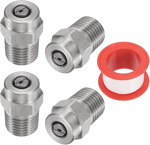 4pz Ugelli per Idropulitrice Punta 1/4' Maschio Npt Ugelli Spruzzatori in Acciaio Inossidabile per Pistola Acqua, Scopa Acqua e Pulitore Carro (25 Gradi, Orifizio 1.382mm) - Honorern