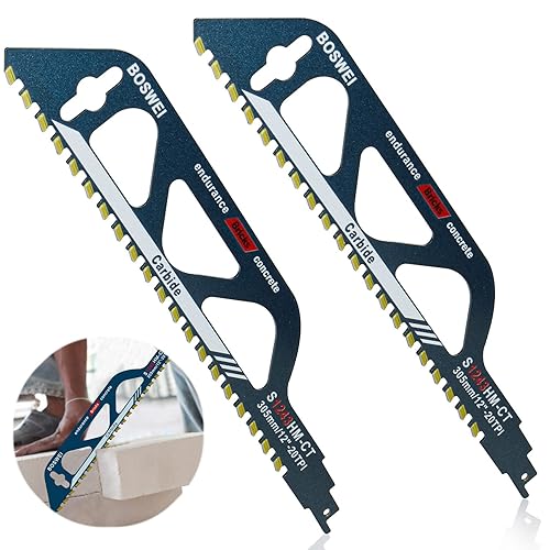 Lama per Sega a Gattuccio, 2pzs Lame per Sega a Gattuccio, Lame Sega a Sciabola, Sega a Mano per Il Taglio di Calcestruzzo Poroso, Mattone Rosso, Cemento Fibra, Resina Epossidica (S1243HM 305mm) - Honorern