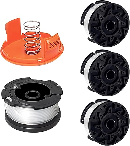 Bobina decespugliatore per Black e Decker GL110, GL320, GL325, GL300, ST1820, STC1820CM, bobina di ricambio AF-100/AF-100-3ZP/AF-100-BKP, copertura bobina RC-100-P (4 bobine + 1 tappo + 1 - Honorern