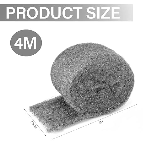 4 Rotoli di Lana in Acciaio 000 Fine (16 m) - Difesa Altamente Efficace Contro Topi per Buchi, Crepe in Casa, Garage e Giardino. Ideale Contro Roditori,Lana d'Acciaio Stabile per Sigillatura - Honorern