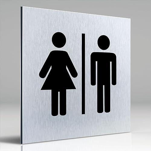 Targa in alluminio Dibond per porta • 120 x 120 x 3 mm • WC – WC Pikto Toiletten • 100% Made in Germany (WC + pittogramma) - Honorern