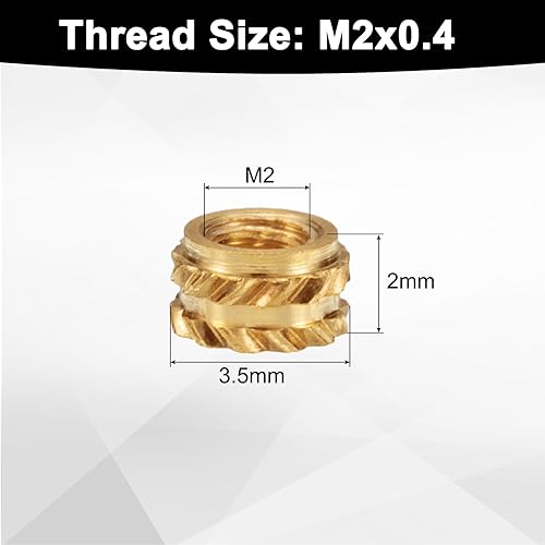 50pz Inserti Filettati M3 Inserto in Ottone Termofissato M3x3.5mm, OD 5mm Dadi Zigrinati, Boccola Filettata Ottone per Stampa 3D Inserti Filettati Femmina Dadi - Honorern