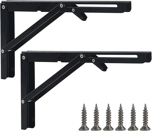 2 x Staffe Pieghevoli, Mensola Pieghevole, Reggimensola, Staffe Per Mensole Pieghevoli Pesant, 300mm Supporti per Mensole, Salvaspazio Supporto Tavolo da Parete Staffe Triangolari per Garage Cucina - Honorern
