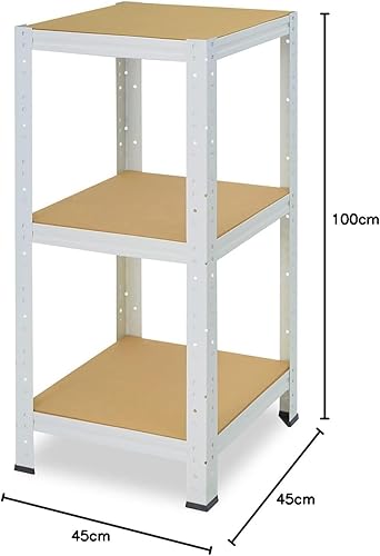 100x50x45cm HOME Scaffale metallo per carichi pesanti bianco con 3 ripiani con 175kg capacità di carico/Scaffali in metallo per garage come scaffali per ripostiglio o officina - Honorern