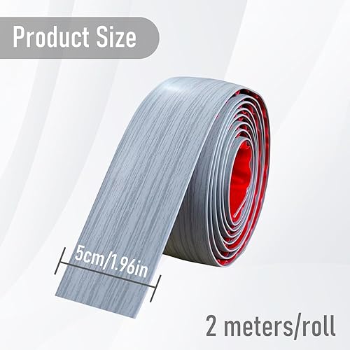 Modanatura di transizione autoadesiva, 2 m, striscia di transizione per pavimenti in vinile, 50 mm, per il ponte di fughe (grigio) - Honorern